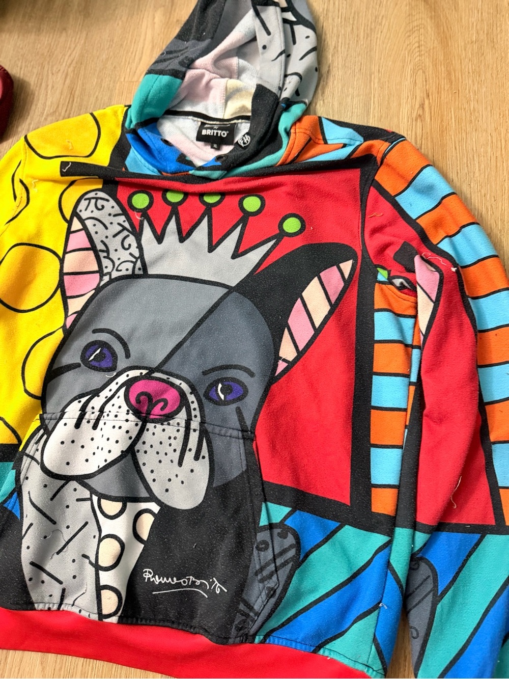 Dead stock Vintage Men’s freshhoops by BRITTO Multicolor Graphic Hoodie Jacket